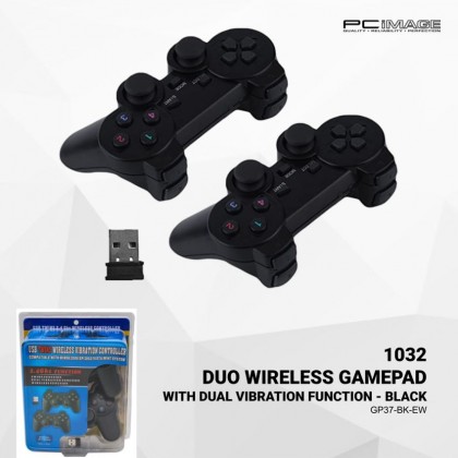 Duo Wireless Gamepad with Dual Vibration Function - Black
