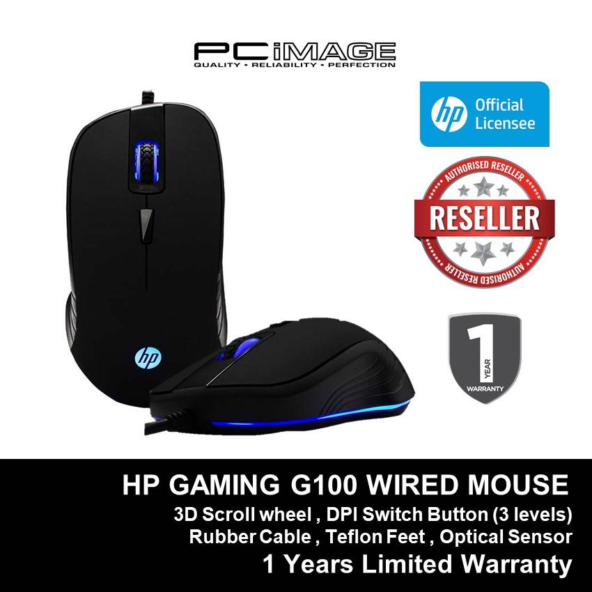 HP G100 GAMING WIRED MOUSE BLACK PC IMAGE MALAYSIA