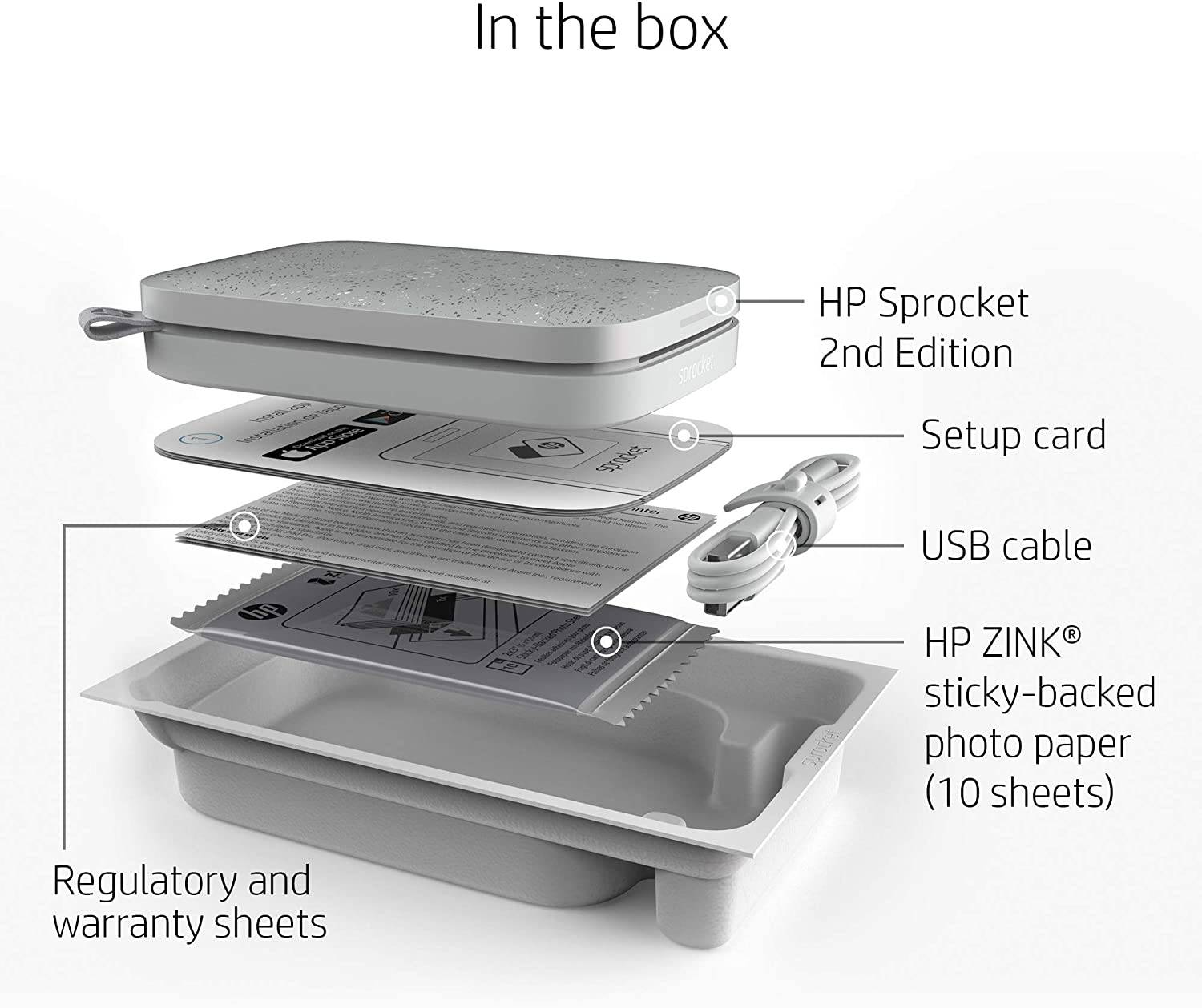 HP SPROCKET 200 PRINTER 1AS85A PORTABLE PHOTO PRINTER-LUNA PEARL