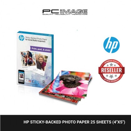 HP STICKY-BACKED PHOTO PAPER 25 SHEETS (4"X5")