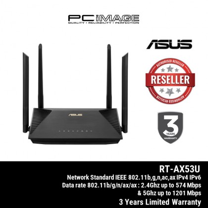 ASUS RT-AX53U AX1800 DUAL BAND SMART WIFI 6 ROUTER MU-MIMO ASUS RT-AX53U AX1800 DUAL BAND SMART WIFI 6 ROUTER MU-MIMO