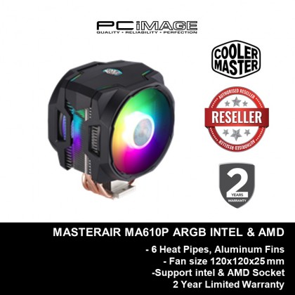 COOLER MASTER MASTERAIR MA610P ARGB CPU COOLER WITH DUAL SICKLEFLOW 120 ARGB FAN