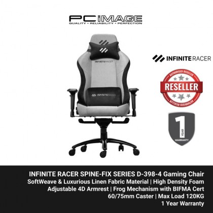 INFINITERACER D-398-11 GAMING CHAIR - 4D Armrest, Metal Base, 60/75mm Caster, Linen Fabric, <120KG
