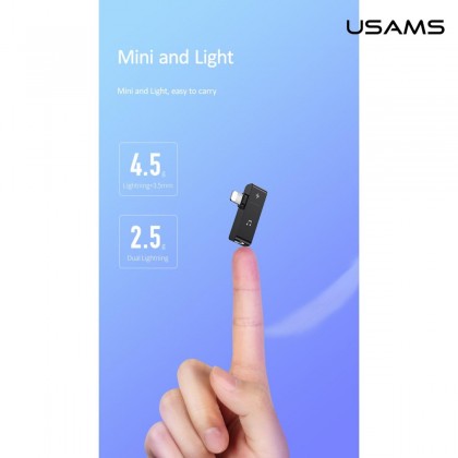 USAMS AU12 US-SJ385 LIGHTNING + 3.5MM CHARGING & AUDIO ADAPTER - BLACK