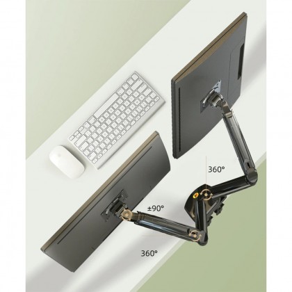 NB NORTH BAYOU F160 DUAL MONITOR ARM GAS-STRUT FLEXI MOUNT 360 DEGREE ROTATABLE FOR 17" - 27", UP TO 9KG
