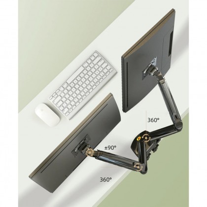 NB F160 DUAL MONITOR ARM GAS-STRUT FLEXI MOUNT 360 DEGREE ROTATABLE FOR 17" - 27", UP TO 9KG