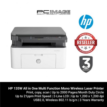 HP Laser MFP 135w All in One Multi Function Mono Wireless Laser Printer HP Laser MFP 135w All in One Multi Function Mono Wireless Laser Printer