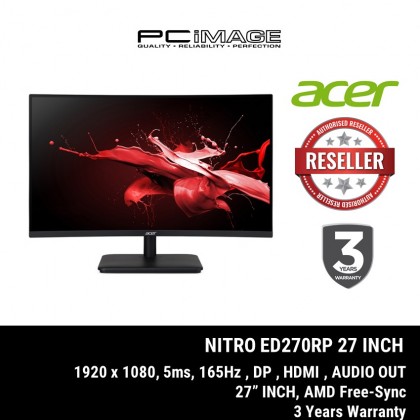 ACER NITRO CURVE GAMING ED270RP 27" 1920X1080 5MS 165HZ DP/HDMI/VA 3YRS WARRANTY ACER NITRO CURVE GAMING ED270RP 27" 1920X1080 5MS 165HZ DP/HDMI/VA 3YRS WARRANTY