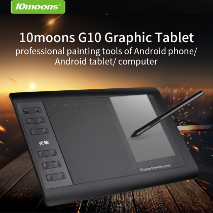10MOONS G10 Graphic Tablet Working Area 255x148MM Black
