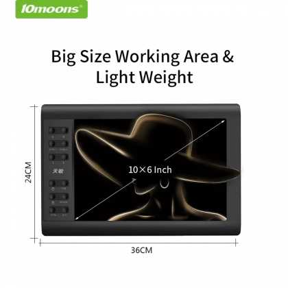 10MOONS G10 Graphic Tablet Working Area 255x148MM Black