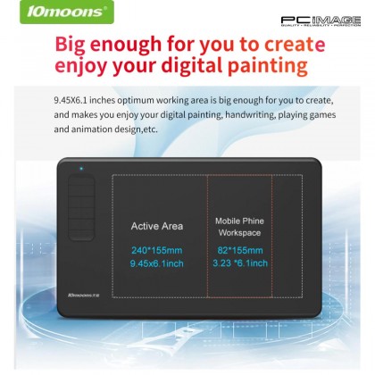10MOONS G12 Graphic Tablet Working Area 240*155MM Black 10MOONS G12 Graphic Tablet Working Area 240*155MM Black