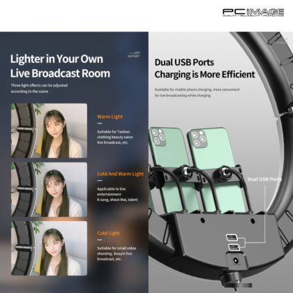 Folding LED Ring Light 14" for Live Broadcast/Photography Black