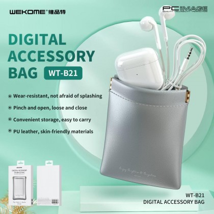 WEKOME WT-B21 PU Leather Digital Accessory Storage Bag Grey