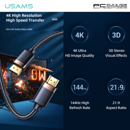 USAMS US-SJ528 U74 4K HD HDMI to HDMI 2.0 Cable 2M Black