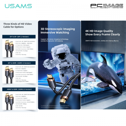 USAMS US-SJ528 U74 4K HD HDMI to HDMI 2.0 Cable 2M Black