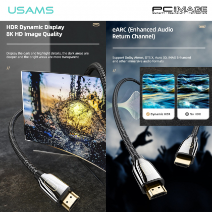 USAMS US-SJ499 U67 8K Ultra HD HDMI to HDMI 2.1 Cable 5M Black