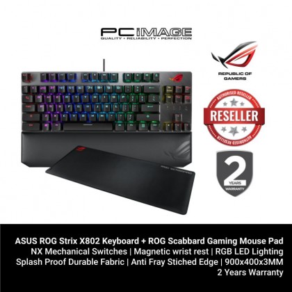 ASUS ROG Strix X802 Scope NX TKL Gaming Keyboard + ROG Scabbard Gaming Mouse Pad