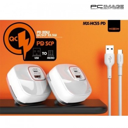 MOXOM MX-HC55 Rafale PD Home Charger 22.5W 5A Type-C Cable White