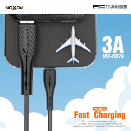 MOXOM MX-CB79 Classic Lines Data Cable 1M 3A Black MOXOM MX-CB79 Classic Lines Data Cable 1M 3A Black