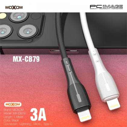 MOXOM MX-CB79 Classic Lines Data Cable 1M 3A Black MOXOM MX-CB79 Classic Lines Data Cable 1M 3A Black