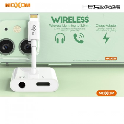 MOXOM MX-AX16 Wireless Lightning to 3.5MM Audio + Lightning Charge Adapter White MOXOM MX-AX16 Wireless Lightning to 3.5MM Audio + Lightning Charge Adapter White