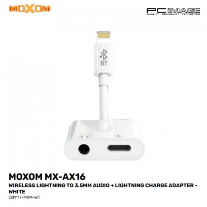 MOXOM MX-AX16 Wireless Lightning to 3.5MM Audio + Lightning Charge Adapter White MOXOM MX-AX16 Wireless Lightning to 3.5MM Audio + Lightning Charge Adapter White
