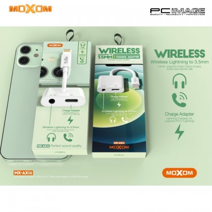 MOXOM MX-AX16 Wireless Lightning to 3.5MM Audio + Lightning Charge Adapter White MOXOM MX-AX16 Wireless Lightning to 3.5MM Audio + Lightning Charge Adapter White