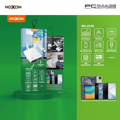 MOXOM MX-AX26 OTG Type-C to USB & Type-C Charger Adapter White