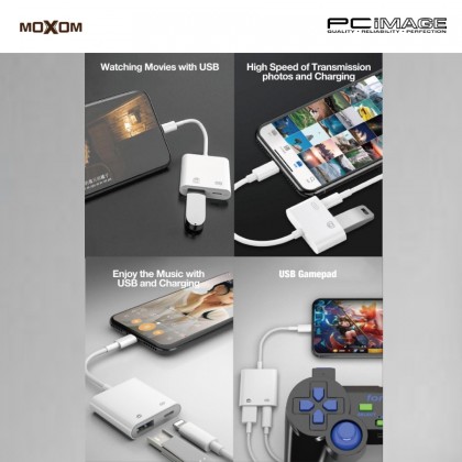 MOXOM MX-AX26 OTG Type-C to USB & Type-C Charger Adapter White