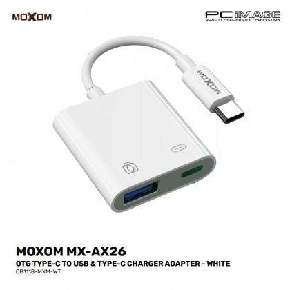 MOXOM MX-AX26 OTG Type-C to USB & Type-C Charger Adapter White