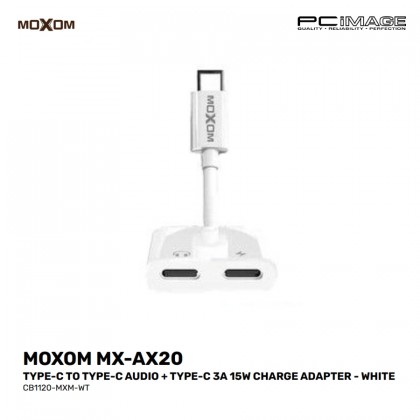 MOXOM MX-AX20 Type-C to Type-C Audio + Type-C 3A 15W Charge Adapter White MOXOM MX-AX20 Type-C to Type-C Audio + Type-C 3A 15W Charge Adapter White