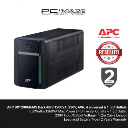 APC BX1200MI-MS Back-UPS 1200VA, 230V, AVR, 4 universal & 1 IEC outlets Battery Backup