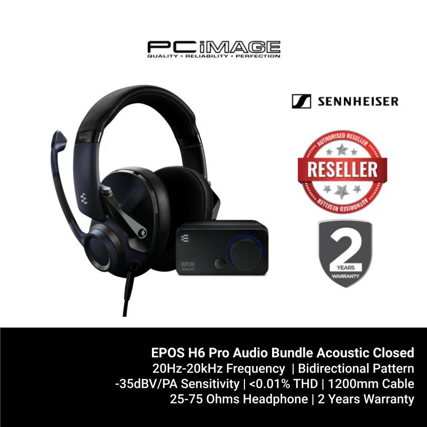 EPOS H6 Pro Audio Bundle Acoustic Wired Gaming Headset with External ...