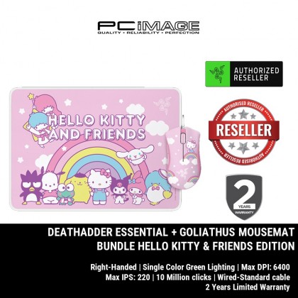 RAZER DEATHADDER ESSENTIAL + GOLIATHUS GAMING MOUSE MAT BUNDLE - HELLO KITTY & FRIENDS EDITION