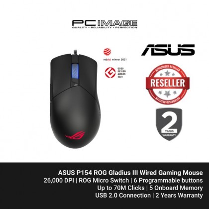 ASUS P154 ROG Gladius III Wired Gaming Mouse with 19000-dpi sensor and Aura Sync