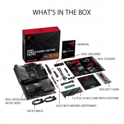 ASUS ROG Crosshair X670E Hero AMD X670 (Ryzen AM5) ATX motherboard, PCIe® 5.0, DDR5 support, WiFi 6E