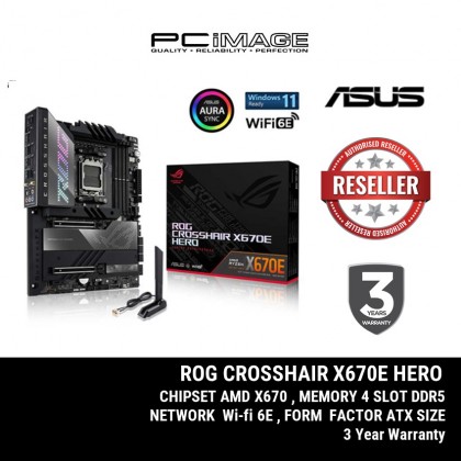 ASUS ROG Crosshair X670E Hero AMD X670 (Ryzen AM5) ATX motherboard, PCIe® 5.0, DDR5 support, WiFi 6E