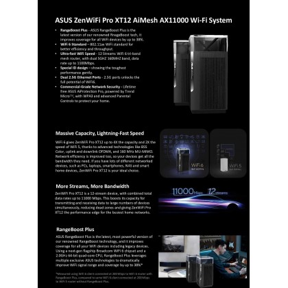 ASUS ZenWiFi Pro XT12 AX11000 Tri-Band WiFi 6 Mesh WiFi System (2 pack) COMPATIBLE UNIFI / MAXIS / TIME ASUS ZenWiFi Pro XT12 AX11000 Tri-Band WiFi 6 Mesh WiFi System (2 pack) COMPATIBLE UNIFI / MAXIS / TIME