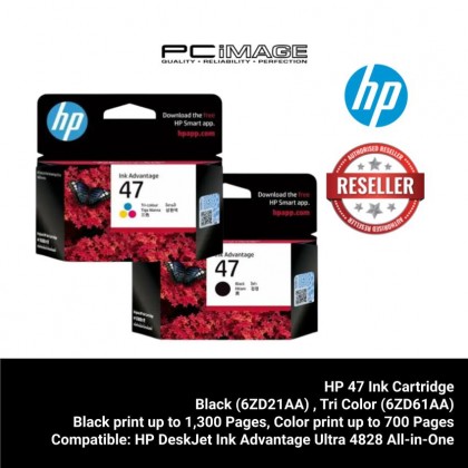 HP 47 Original Ink Advantage Cartridge Black (6ZD21AA) / Tri-Color (6ZD61AA)