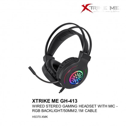 XTRIKE ME GH-413 WIRED STEREO GAMING HEADSET WITH MIC - RGB BACKLIGHT/50MM/2.1M CABLE