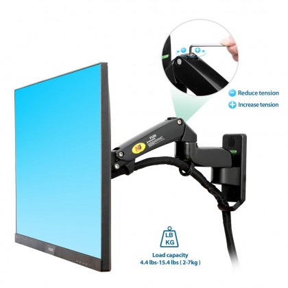 NB NORTH BAYOU F150 GAS STRUT FLEXI WALL MONITOR MOUNT ARM FOR 17"-35" , UP TO 10KG EACH