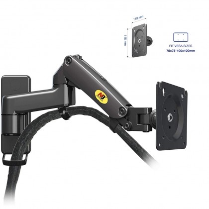 NB NORTH BAYOU F150 GAS STRUT FLEXI WALL MONITOR MOUNT ARM FOR 17"-35" , UP TO 10KG EACH