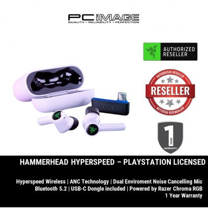 RAZER HAMMERHEAD HYPERSPEED - PLAYSTATION LICENSED WIRELESS MULTI-PLATFORM GAMING EARBUDS