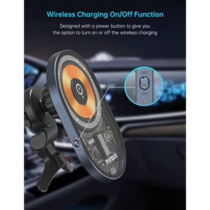 MOMAX CM20E Q.MAG MOUNT 3 MAGNETIC 15W WIRELESS CHARGING CAR MOUNT 