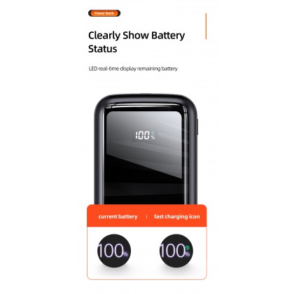 USAMS US-CD177 PB58 DUAL QC3.0+PD DIGITAL DISPLAY FAST CHARGING POWER BANK 22.5W 20000MAH - BLACK 