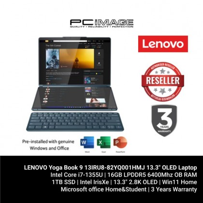 LENOVO Yoga Book 9 13IRU8-82YQ001HMJ 13.3" OLED Laptop Tidal Teal (i7-1355U, 16GB 6400Mhz, 1TB SSD, Intel, Win11H, OfficeHNS21)