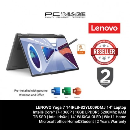 LENOVO Yoga 7 14IRL8-82YL009DMJ 14" Laptop Storm Grey (i7-1360P, 16GB LPDDR5, 1TB SSD, Intel, Win11H, OfficeHNS21) + FREE TNG RM150