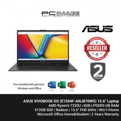 ASUS VIVOBOOK GO (E1504F-ANJ870WS) R3-7320U/ 8GB OB/512GB M.2/ Radeon/15.6" FHD 60Hz/Win11/HNS21/2 YEARS WITH 1 YEAR ADP/ Mixed Black ASUS VIVOBOOK GO (E1504F-ANJ870WS) R3-7320U/ 8GB OB/512GB M.2/ Radeon/15.6" FHD 60Hz/Win11/HNS21/2 YEARS WITH 1 YEAR ADP/ Mixed Black