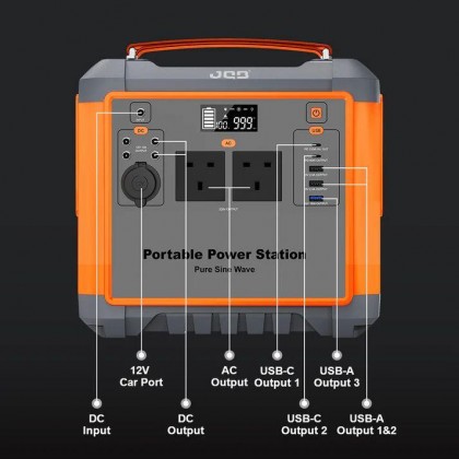 JQB FUSION 1000W POWER STATION WITH LED LIGHT - 716.8WH / 224000MAH / 2 AC 1000W / 10KG / 5YW JQB FUSION 1000W POWER STATION WITH LED LIGHT - 716.8WH / 224000MAH / 2 AC 1000W / 10KG / 5YW