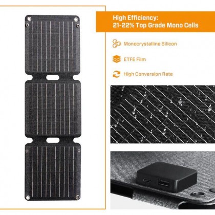 JQB SUNWAVE 21W FOLDABLE SOLAR PANEL - FS 231*215MM / OS 691*215MM / 0.46KG / 5V 3A / 2YW JQB SUNWAVE 21W FOLDABLE SOLAR PANEL - FS 231*215MM / OS 691*215MM / 0.46KG / 5V 3A / 2YW